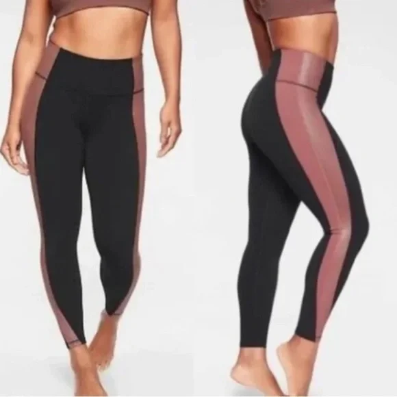 Athleta Salutation Colorblock 7/8 leggings, black and brown, size XS - Picture 3 of 5